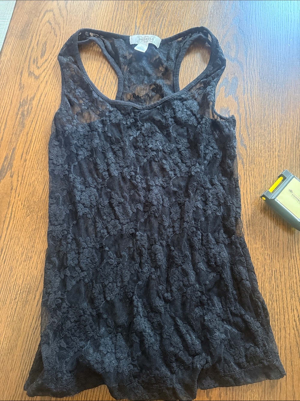 Bozzolo Black Floral Lace Racerback Tank small (has stretch)